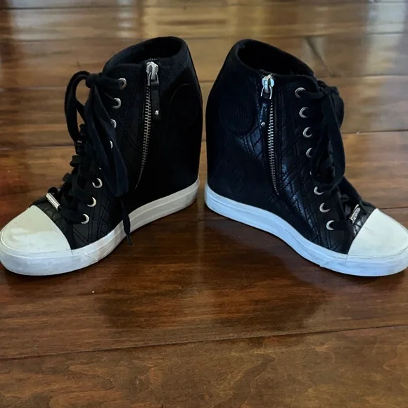 DKNY Black Wedge High-Top Women's 7 Sneaker - Picture 7 of 9